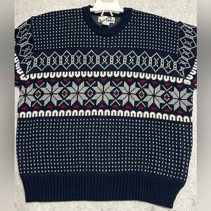 Steep Slopes Vintage Snoflake Nordic  Holiday Pullover Crew Neck Sweater~XLARGE